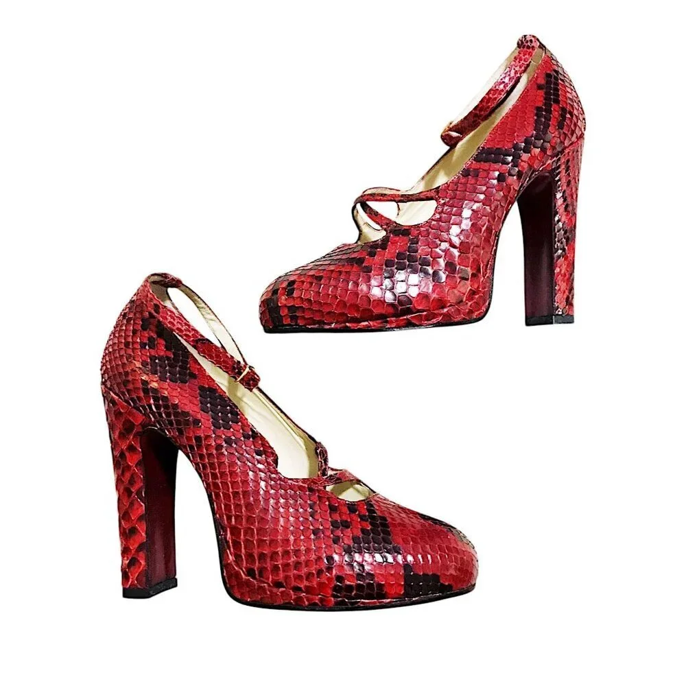 Michel Perry 1995 Snake Heels – Documented Archival Design Size 37, Never Worn